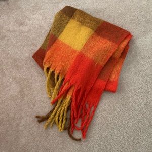 orange multicoloured checker scarf